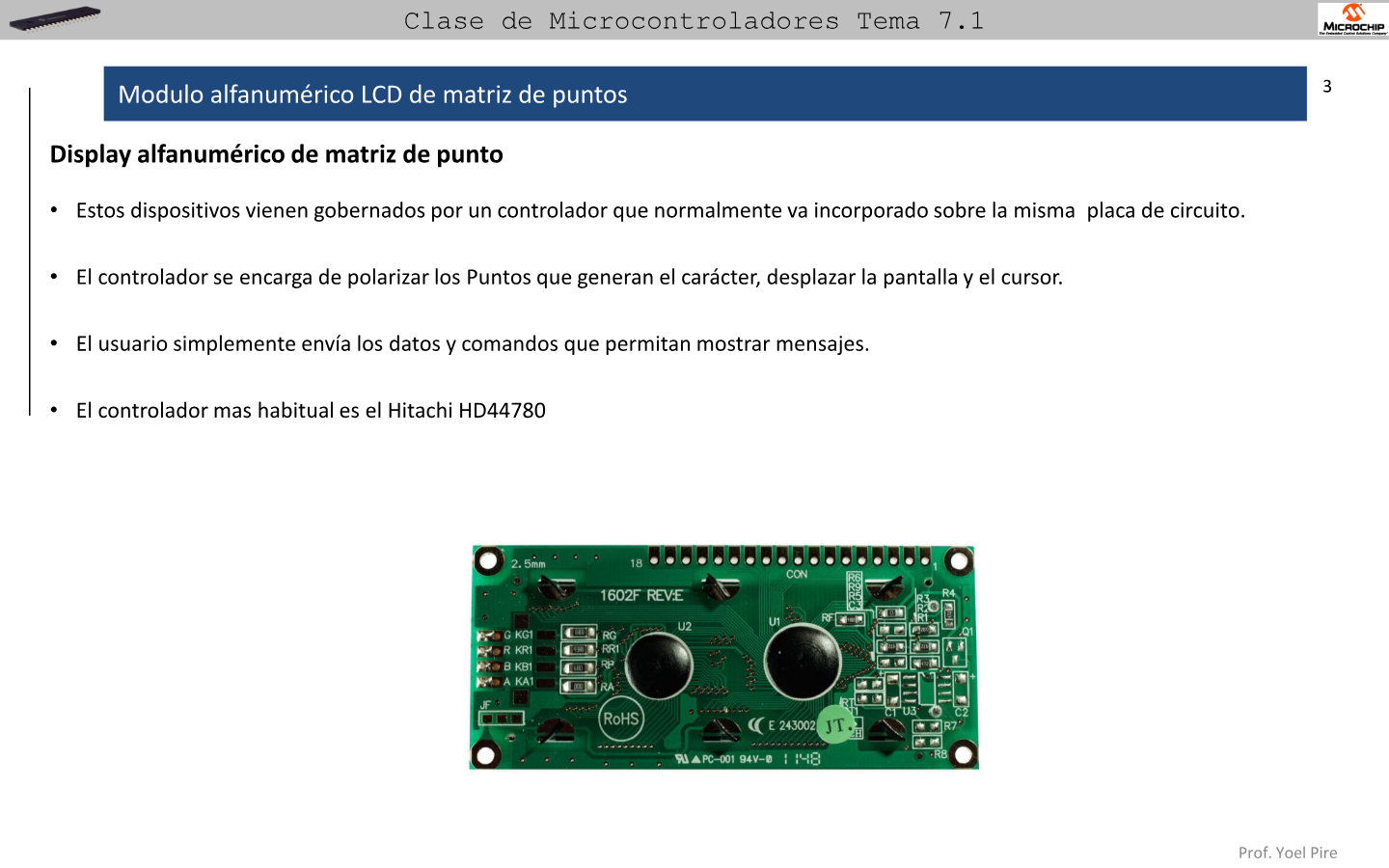 Esquema del modulo LCD HD44780 y conexiones al PIC